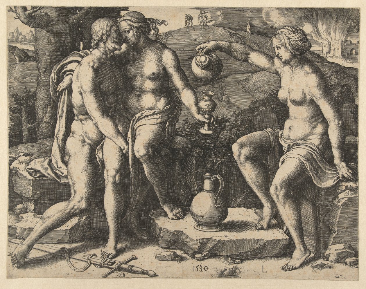 Lot i jego córki autorstwa Lucas van Leyden
