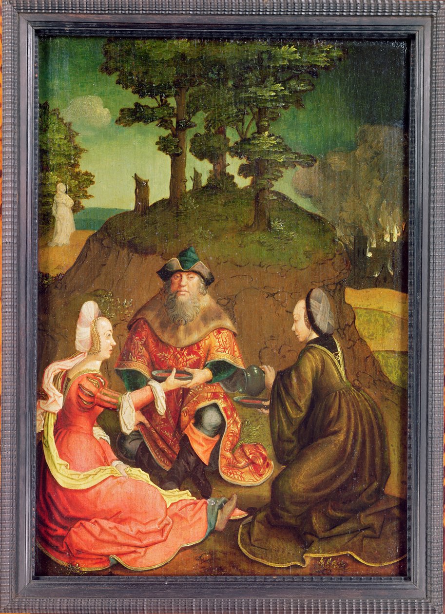 Córki Lota każą Ojcu pić wino, ok. 1508-15 (olej na dębie) autorstwa Lucas van Leyden