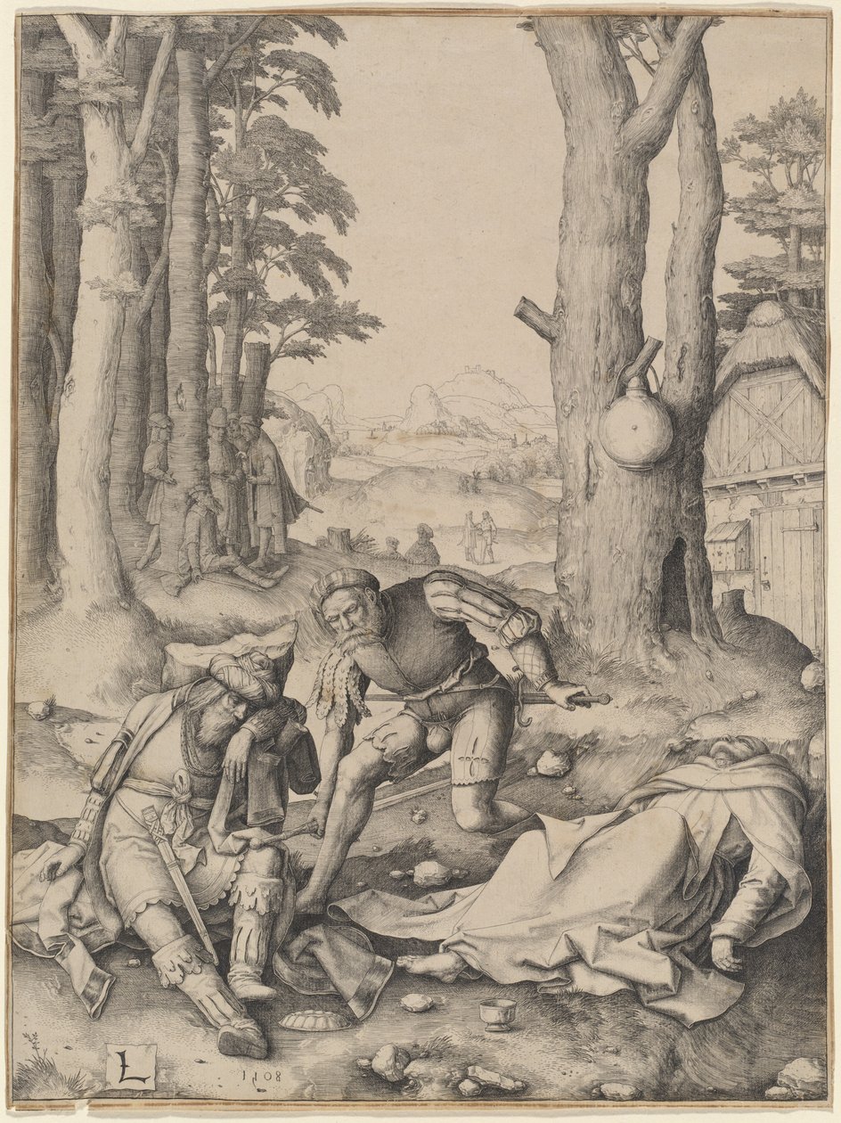 Mahomet i mnich Sergiusz autorstwa Lucas van Leyden