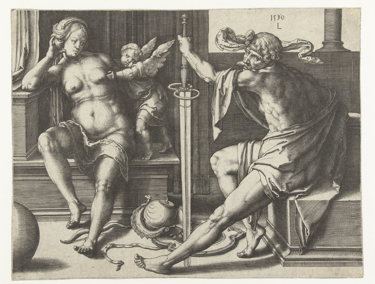 Mars, Wenus w Kupidyna autorstwa Lucas van Leyden
