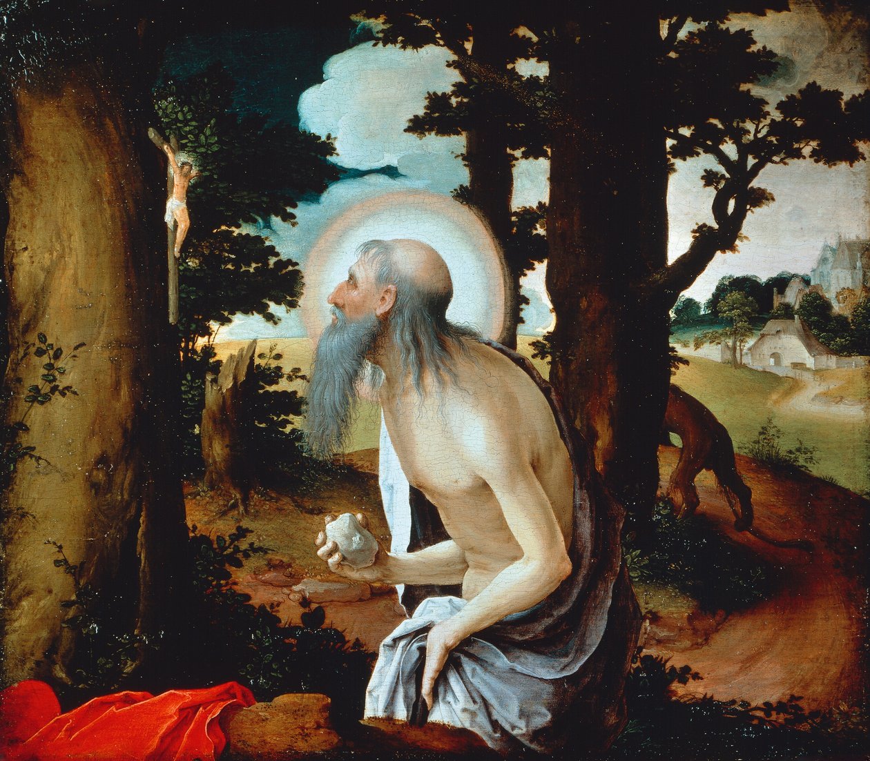Pokutnik św Hieronim autorstwa Lucas van Leyden