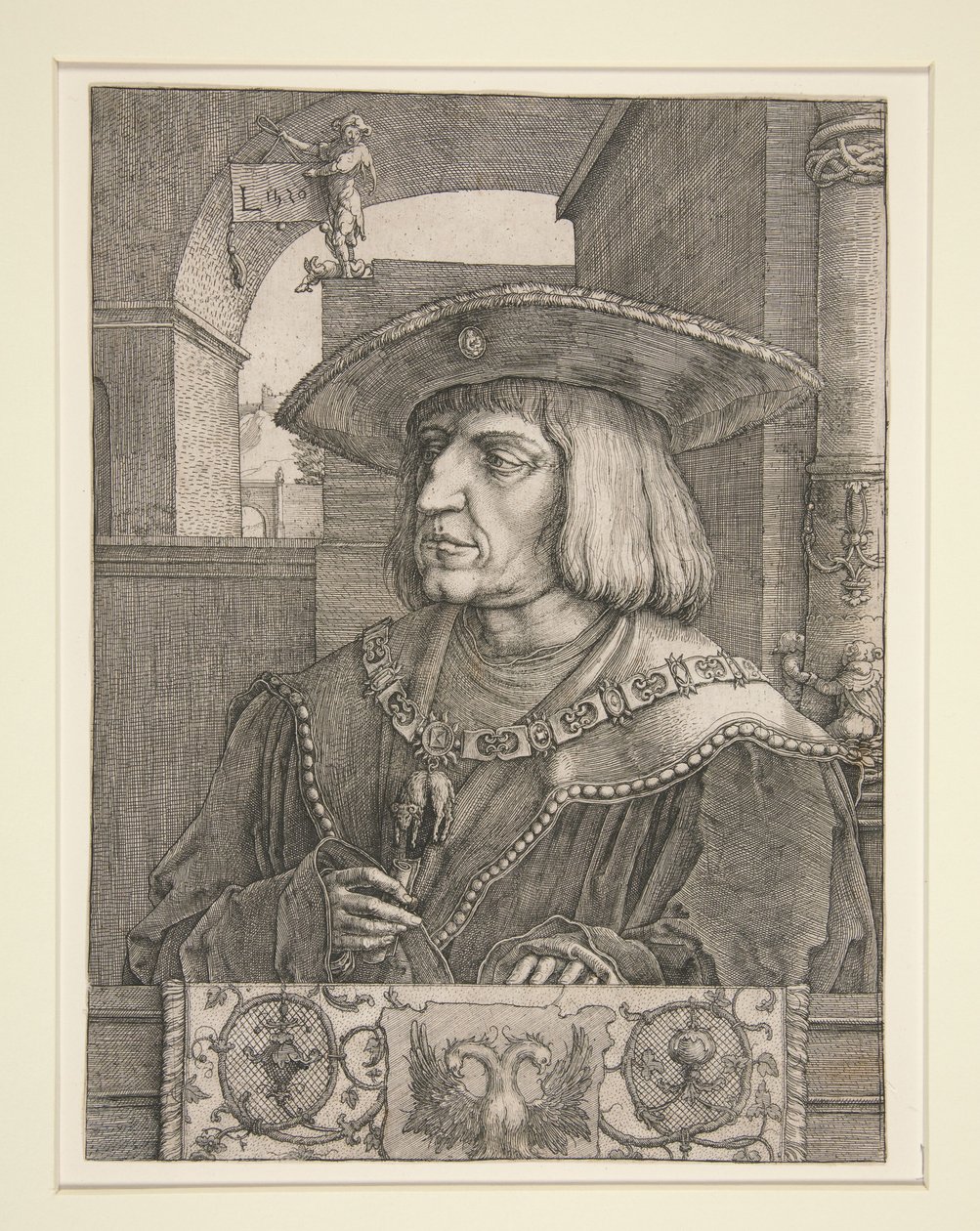 Portret cesarza Maksymiliana I autorstwa Lucas van Leyden