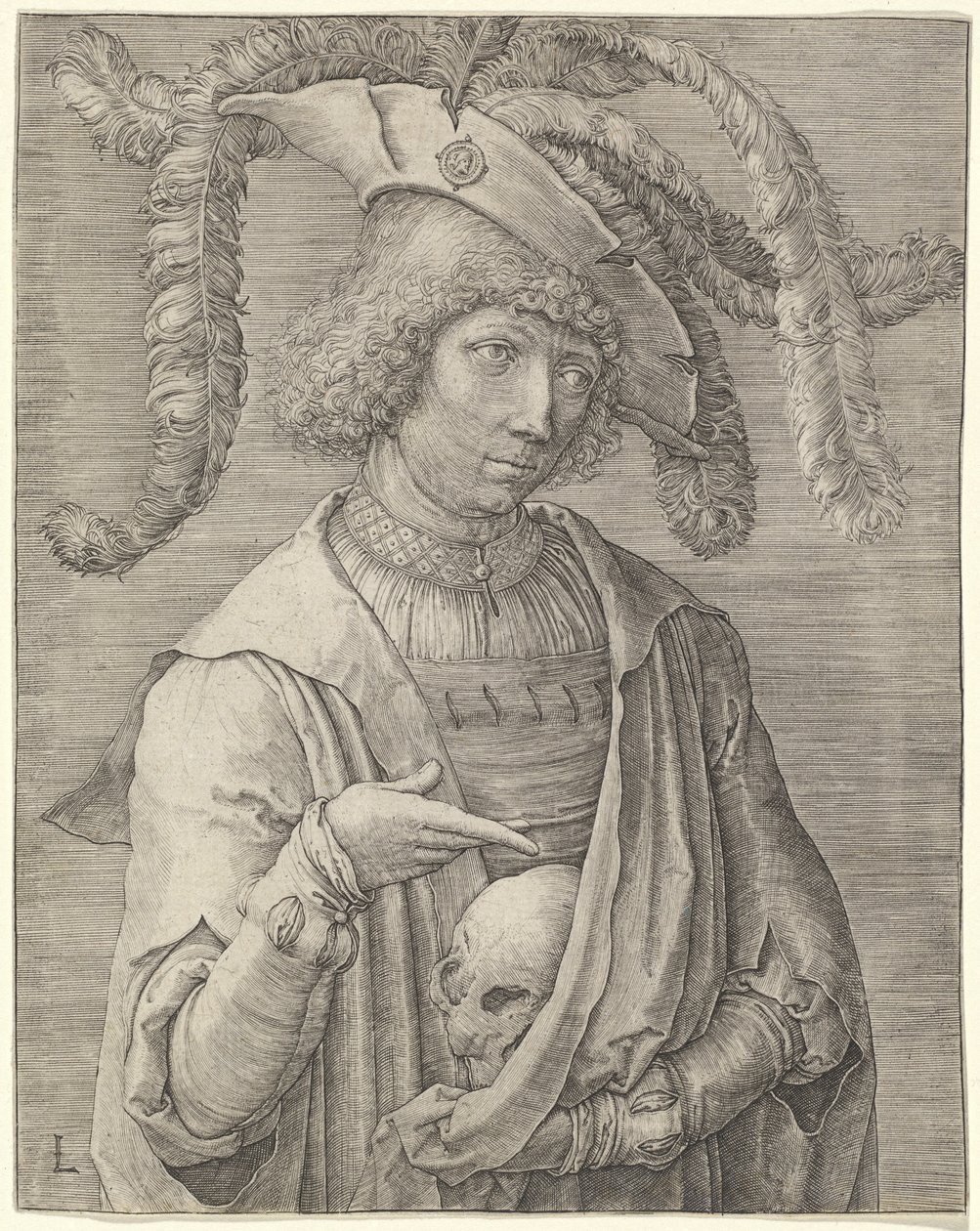 Portret młodzieńca z czaszką autorstwa Lucas van Leyden