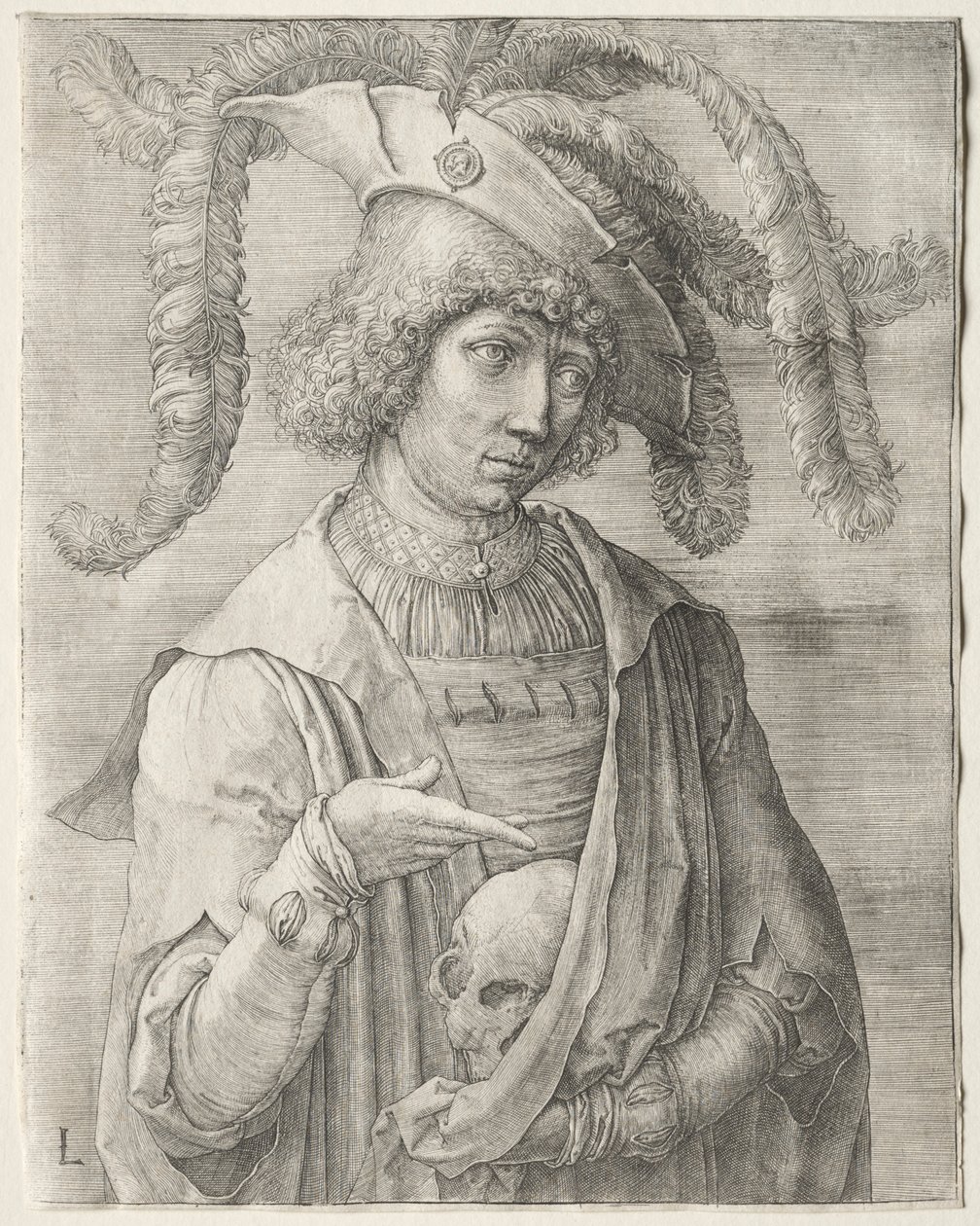 Portret młodzieńca z czaszką, ok. 1930 r. 1519. autorstwa Lucas van Leyden