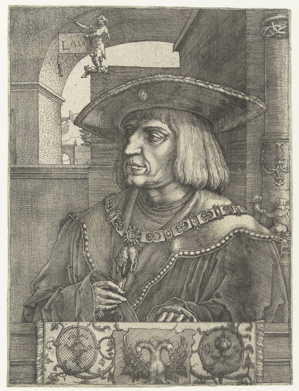 Portret cesarza Maksymiliana I autorstwa Lucas van Leyden