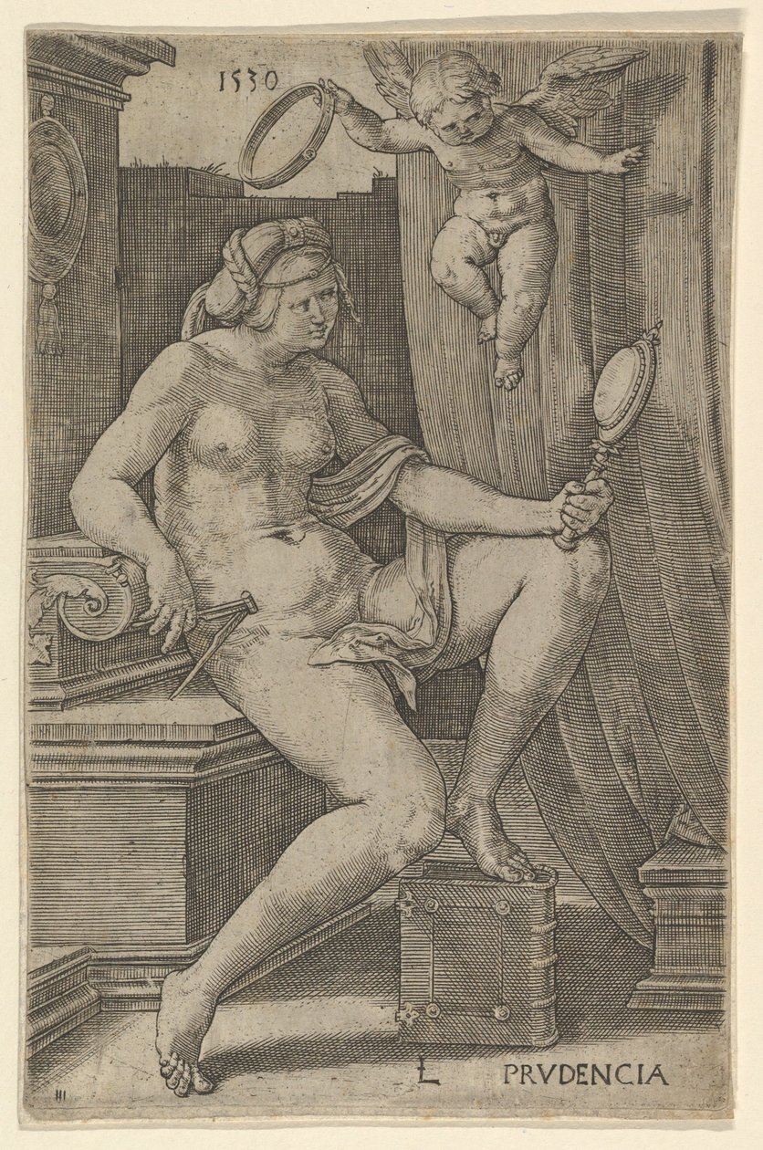 Roztropność, z cyklu Siedem cnót, 1530. autorstwa Lucas van Leyden