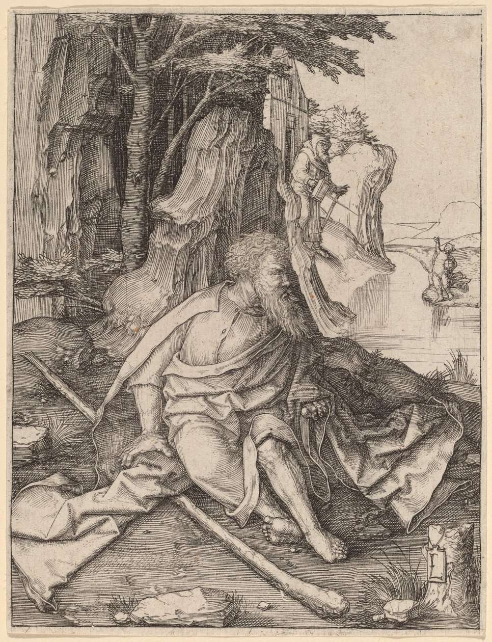 Święty Krzysztof na granicy rzeki autorstwa Lucas van Leyden