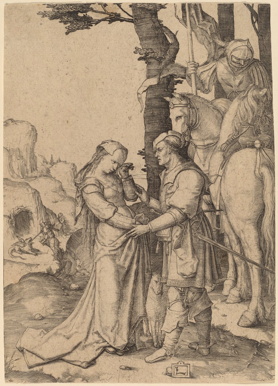 Święty Jerzy wyzwala księżniczkę autorstwa Lucas van Leyden