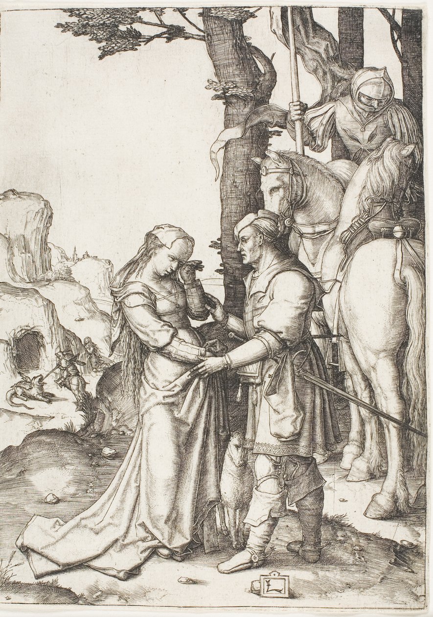 Święty Jerzy wyzwala księżniczkę autorstwa Lucas van Leyden
