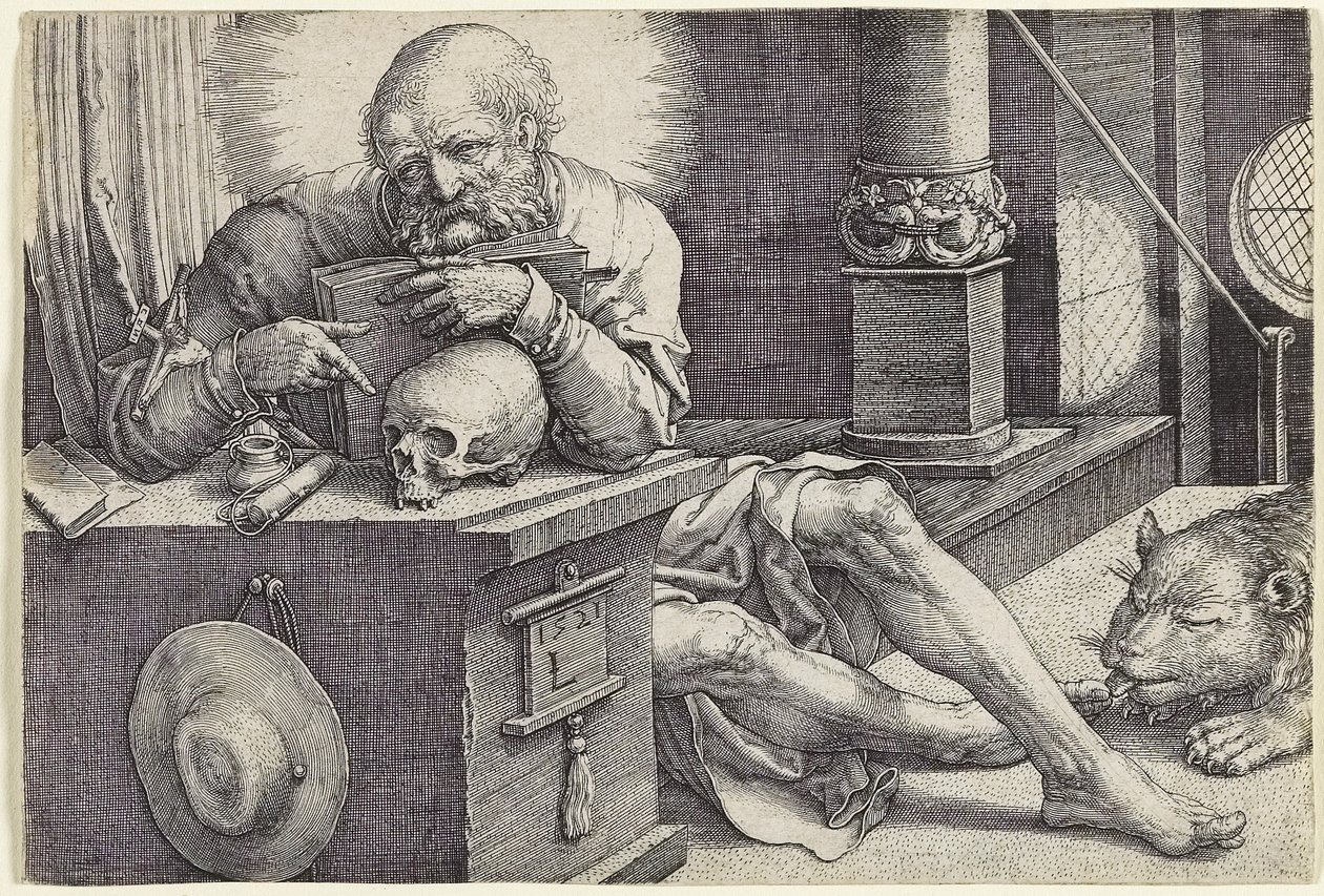Święty Jerome w swoim gabinecie, 1521 autorstwa Lucas van Leyden