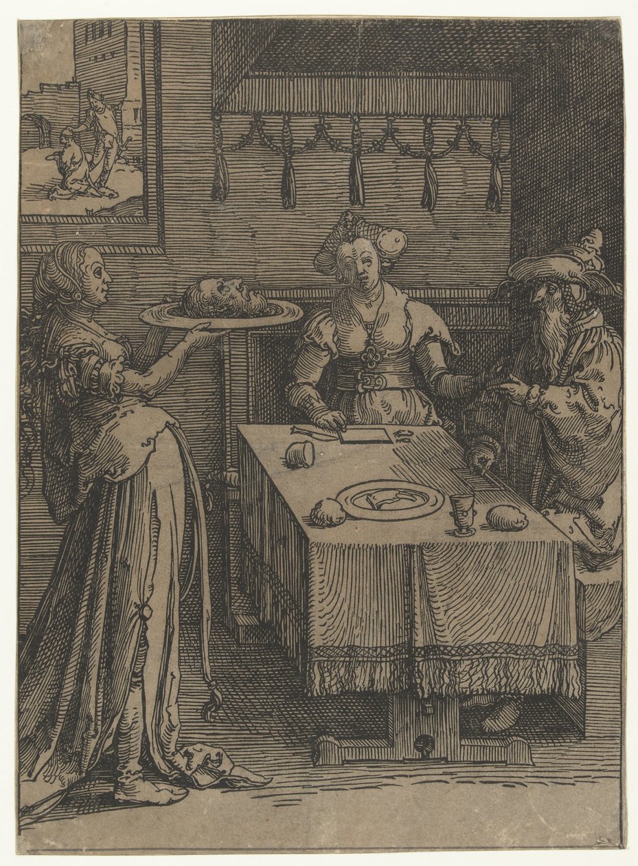 Salome z głową Jana Chrzciciela Mała seria Listy kobiet (tytuł serii) autorstwa Lucas van Leyden