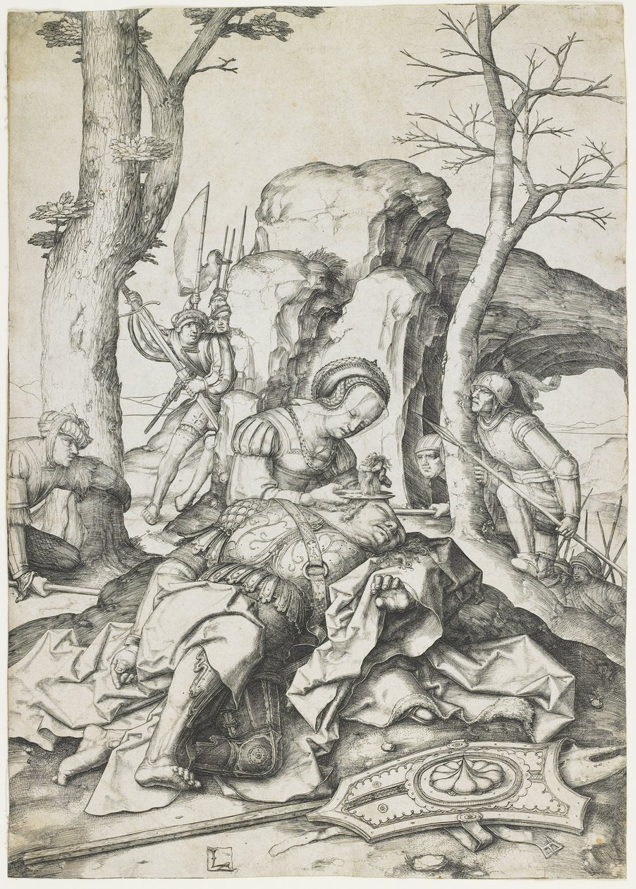 Samson i Dalila, c. 1508 autorstwa Lucas van Leyden