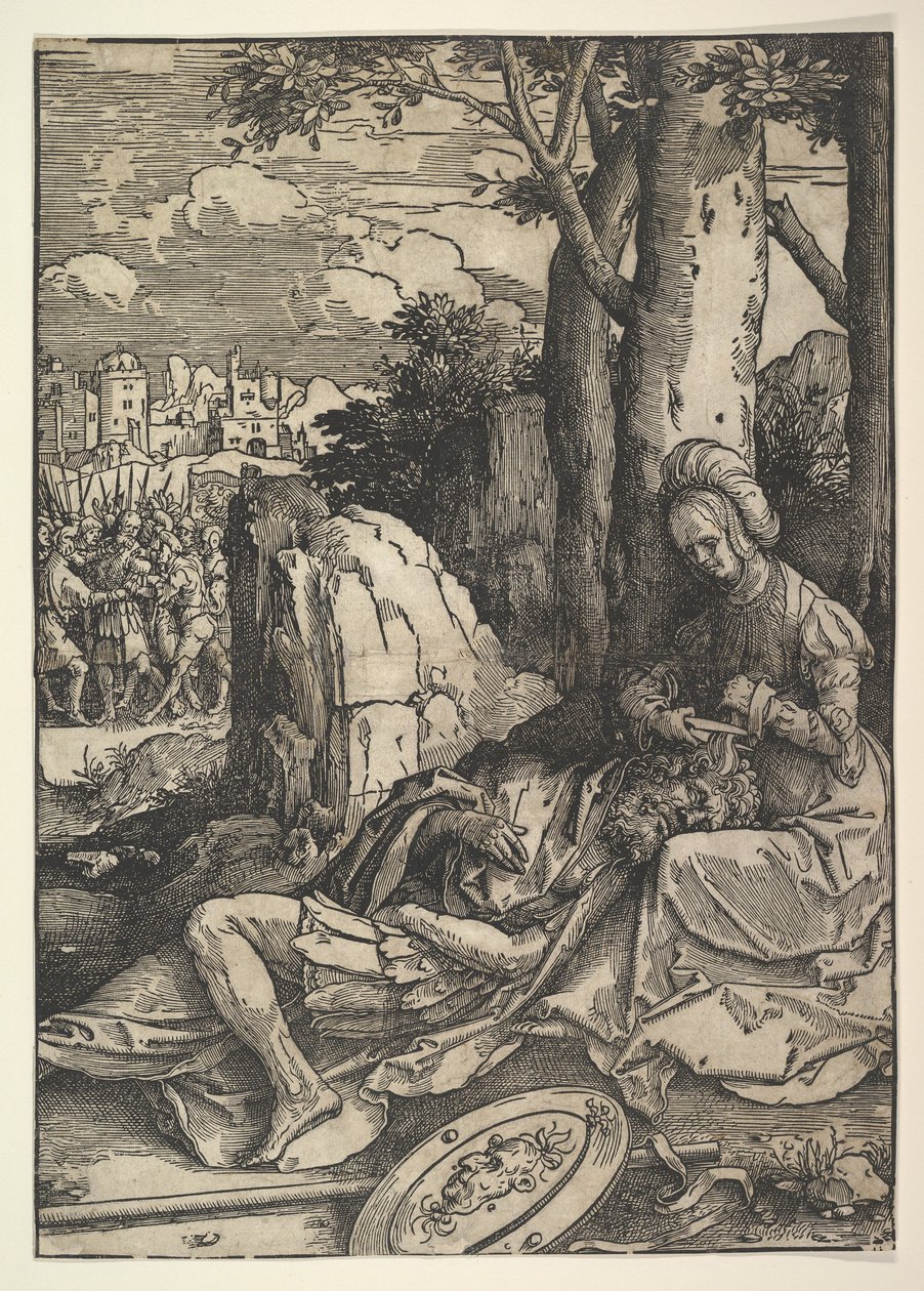 Samson i Dalila, ca. 1514 . autorstwa Lucas van Leyden