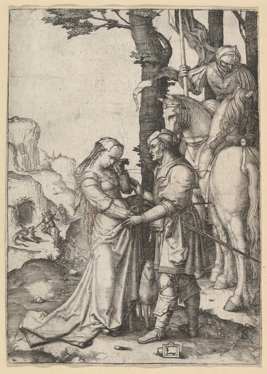 Św. Jerzy Wyzwalający Księżniczkę, ca. 1508. autorstwa Lucas van Leyden