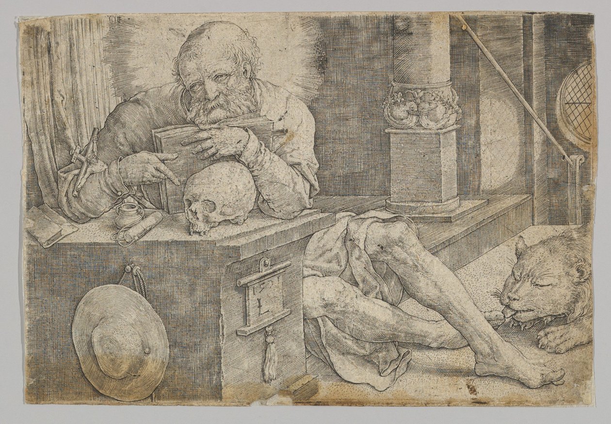 Św. Hieronim w swoim gabinecie, 1521. autorstwa Lucas van Leyden