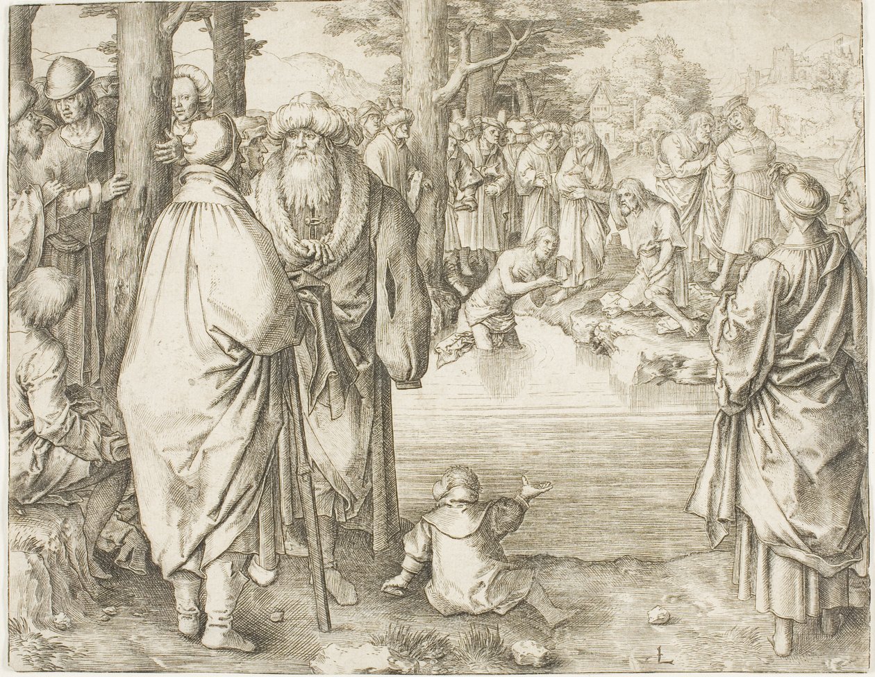Chrzest Chrystusa w rzece Jordan autorstwa Lucas van Leyden