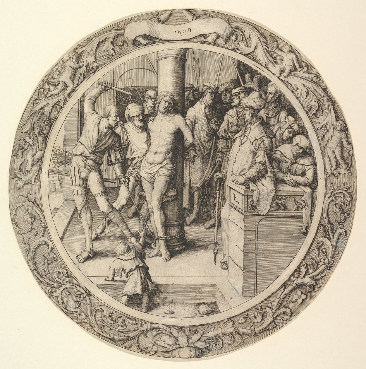 Biczowanie z Męki Pańskiej, 1509. autorstwa Lucas van Leyden