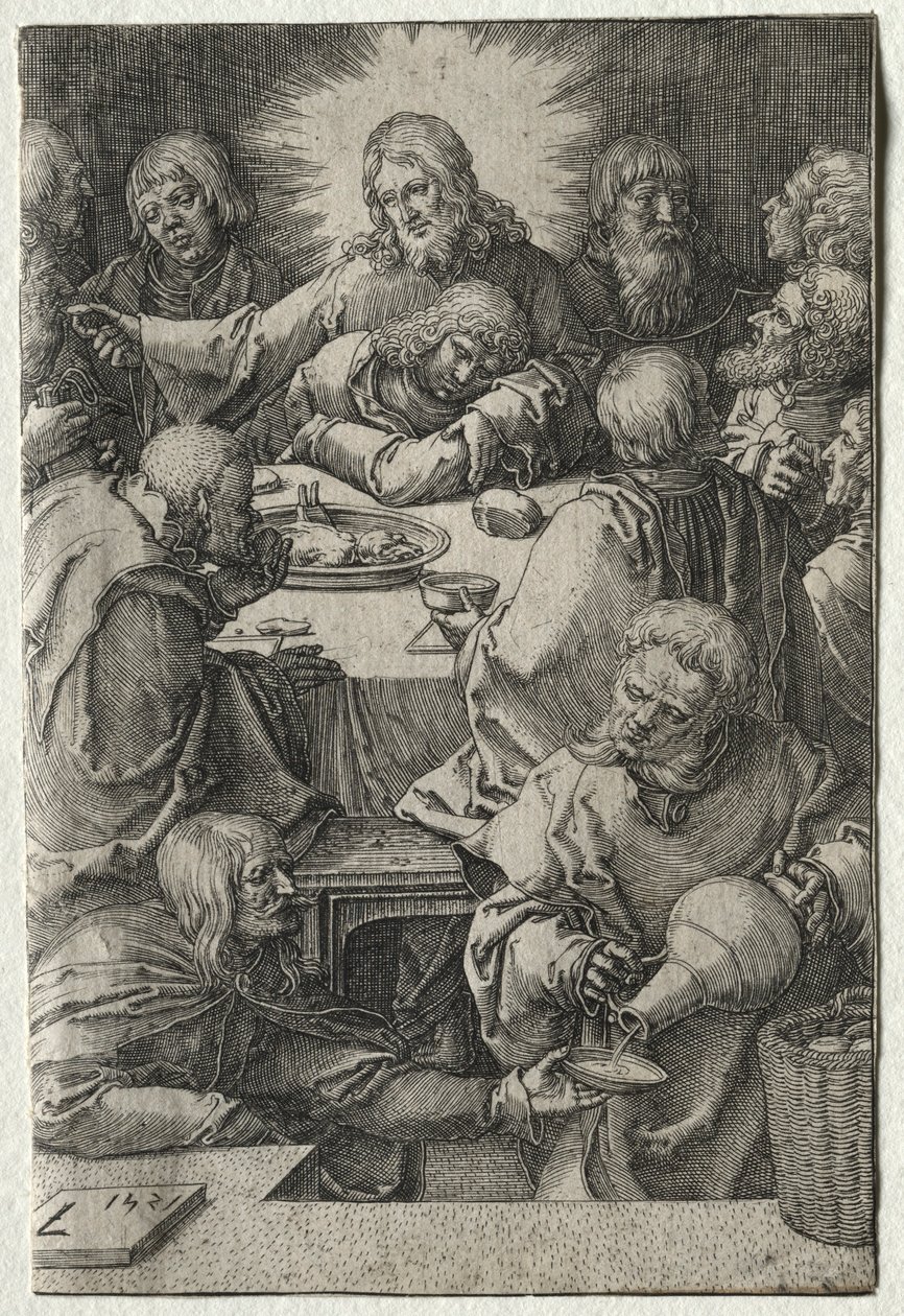Pasja: Ostatnia Wieczerza, 1521. autorstwa Lucas van Leyden