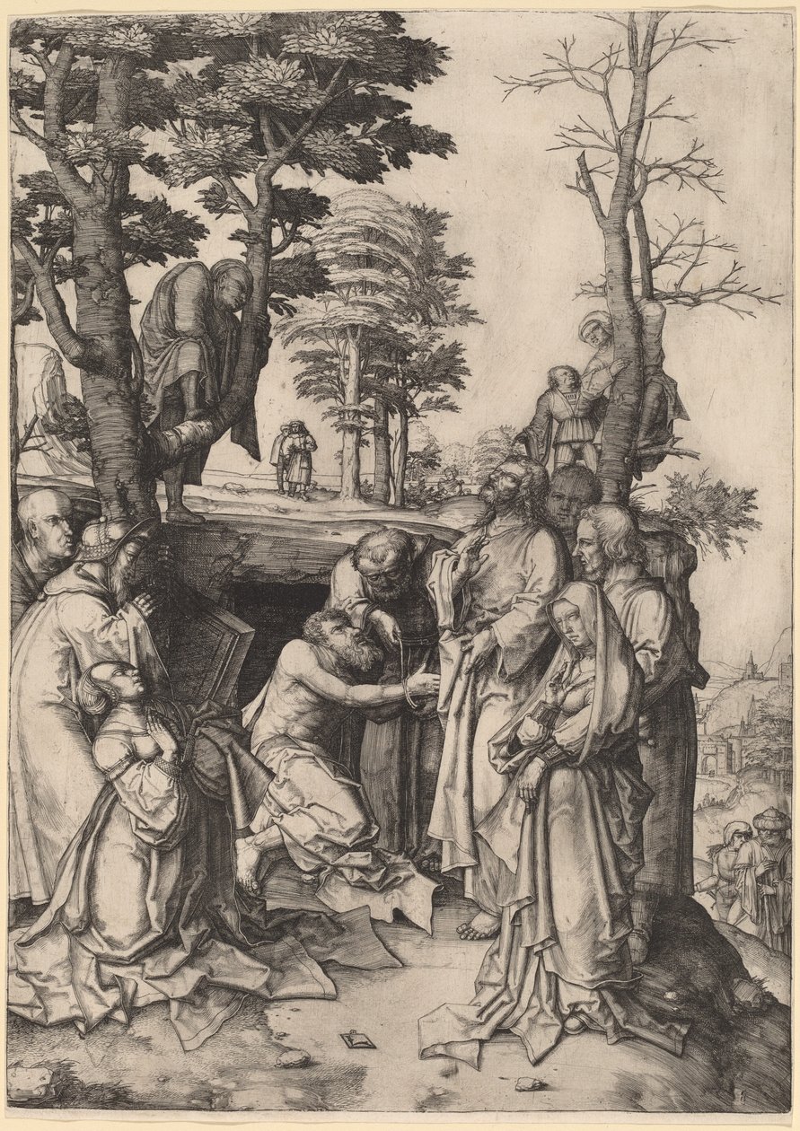 Wskrzeszenie Łazarza autorstwa Lucas van Leyden
