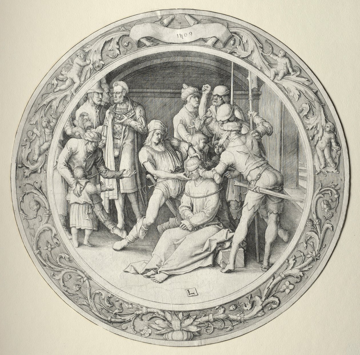 Okrągła pasja: Ecce Homo, 1509. autorstwa Lucas van Leyden