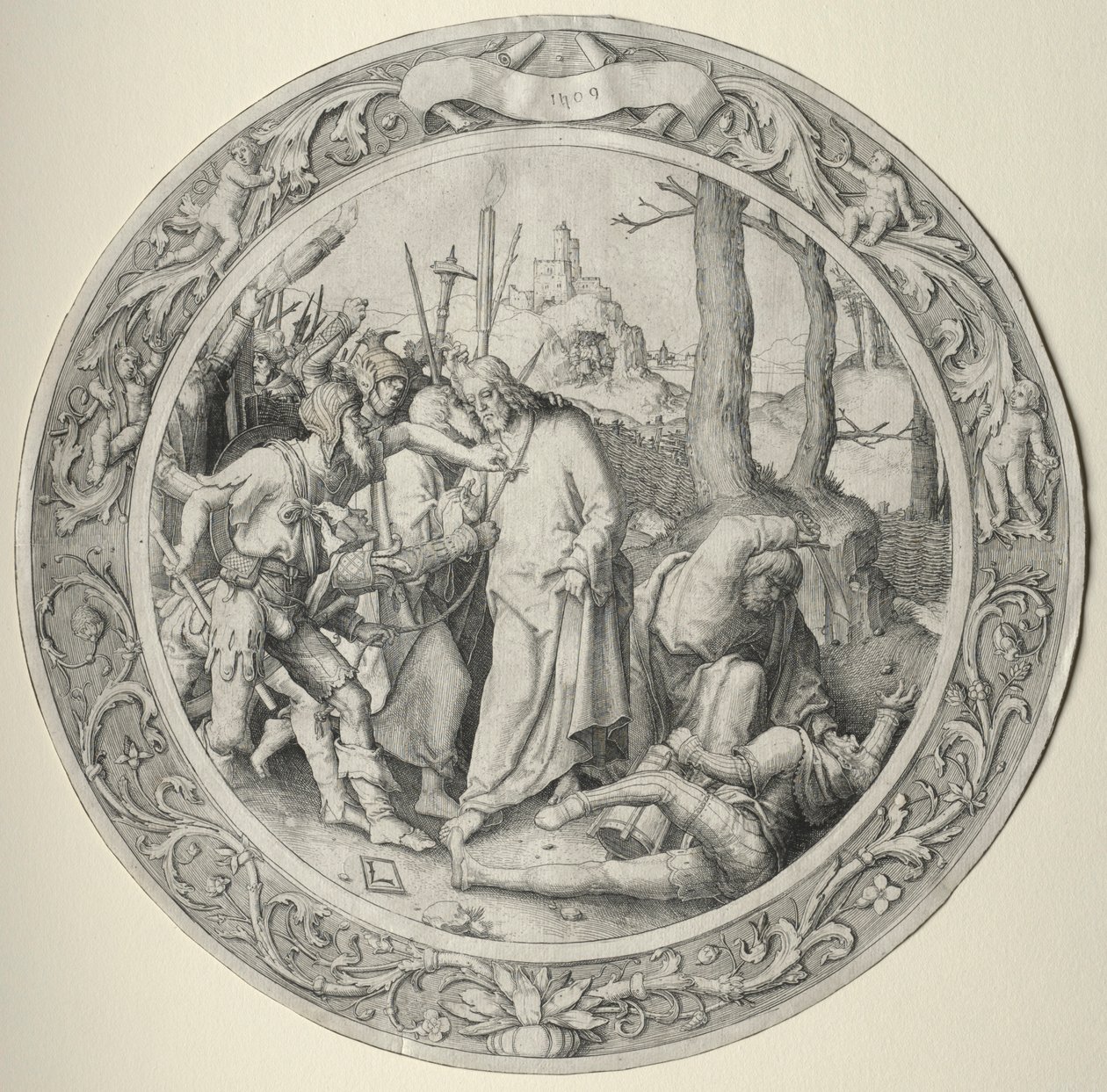 Okrągła Pasja: Zdrada Chrystusa, 1509. autorstwa Lucas van Leyden