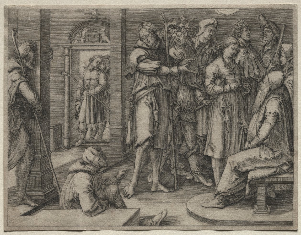 Historia Józefa: Józef interpretuje swój sen Jakubowi, 1512. autorstwa Lucas van Leyden