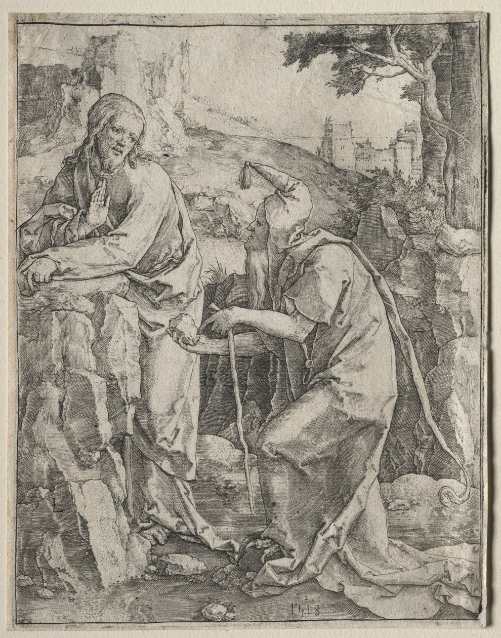 Kuszenie Chrystusa, 1518. autorstwa Lucas van Leyden