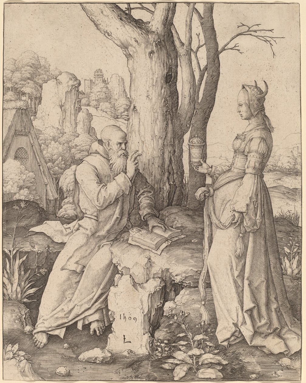 Kuszenie św. Antoniego autorstwa Lucas van Leyden