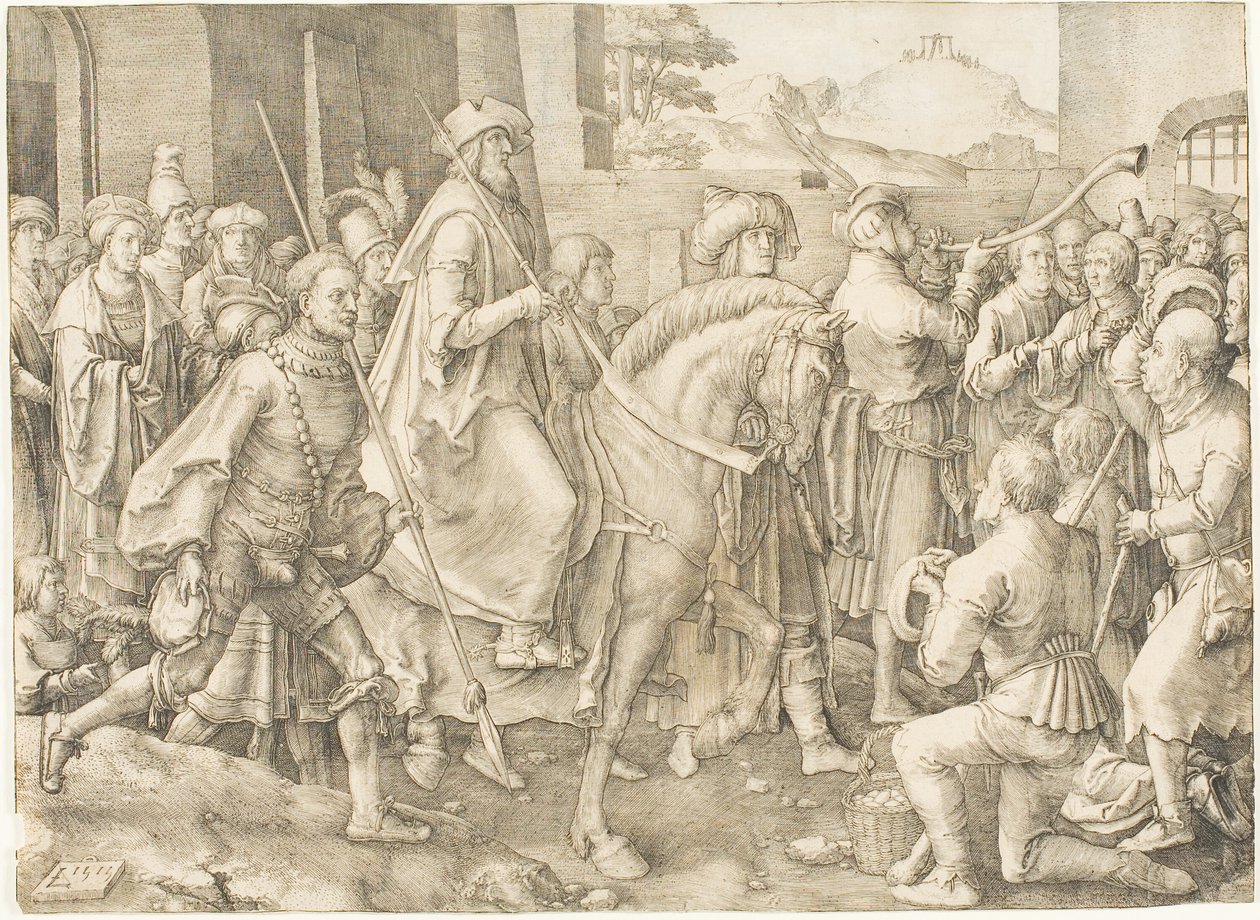 Triumf Mardocheusza autorstwa Lucas van Leyden