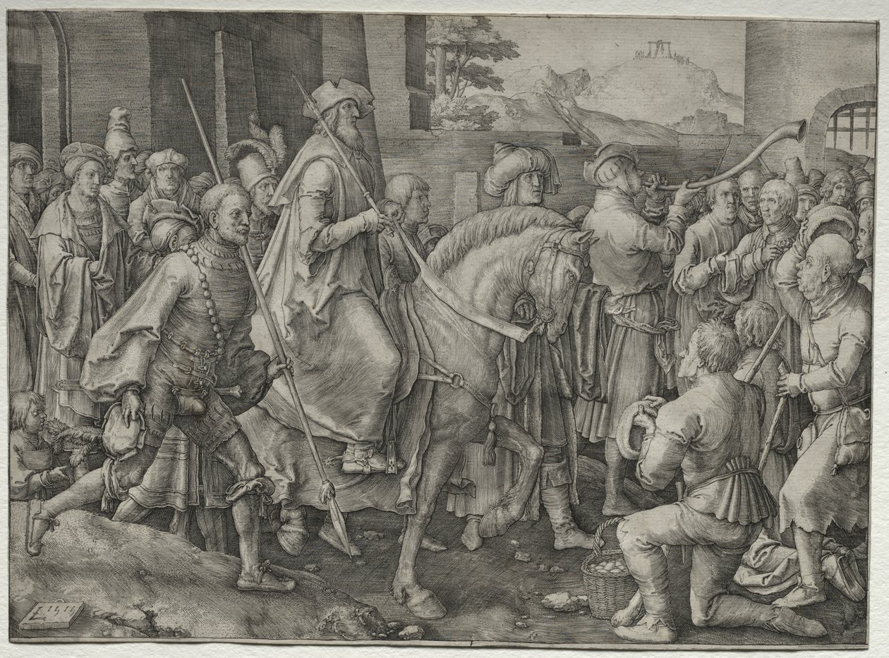 Triumf Mardocheusza autorstwa Lucas van Leyden