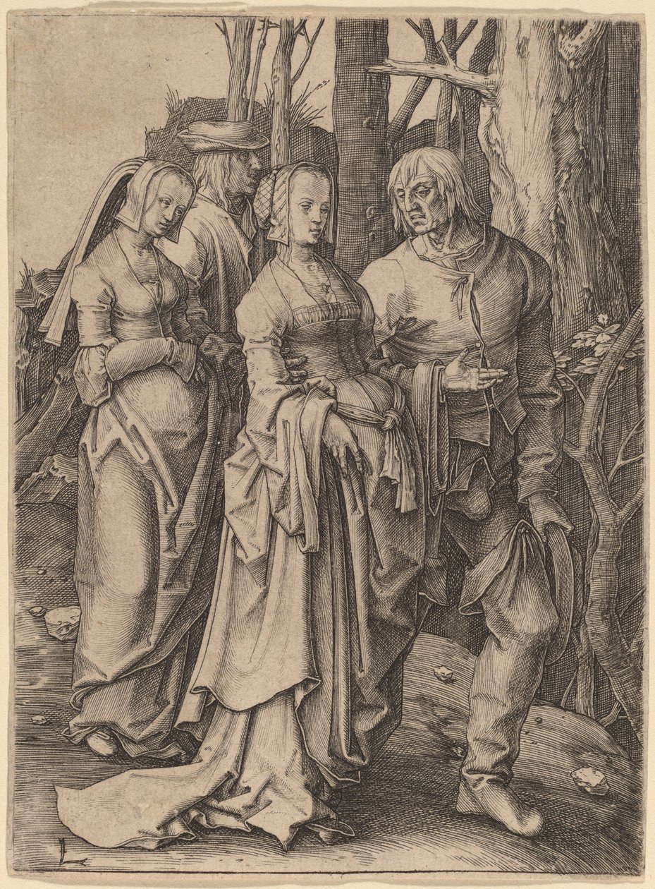 Dwie pary w lesie autorstwa Lucas van Leyden