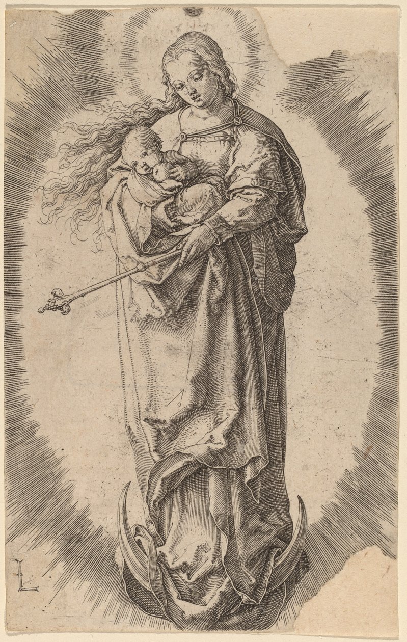 Dziewica z Dzieciątkiem na Półksiężycu autorstwa Lucas van Leyden