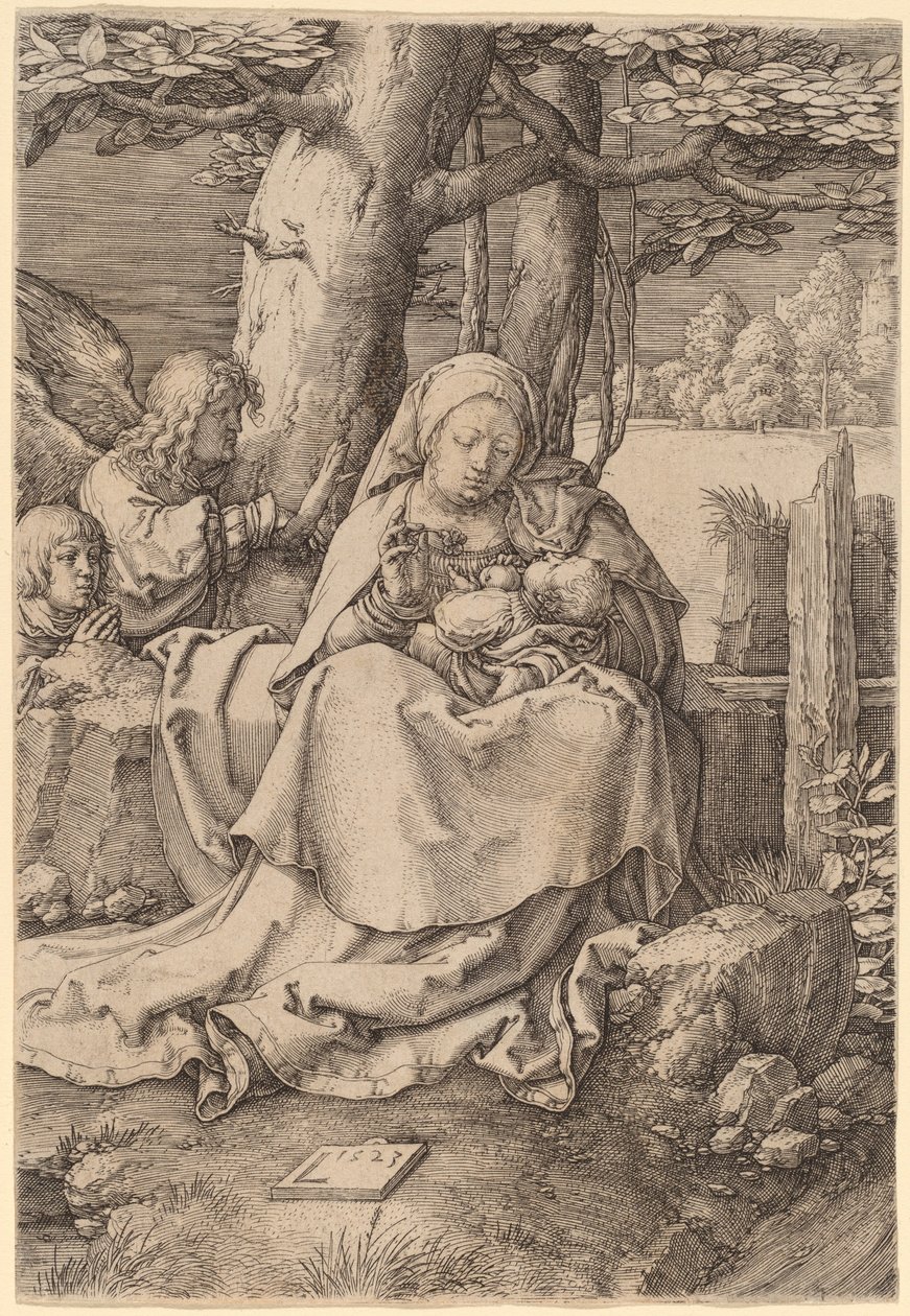 Dziewica z Dzieciątkiem i Dwoma Aniołami autorstwa Lucas van Leyden