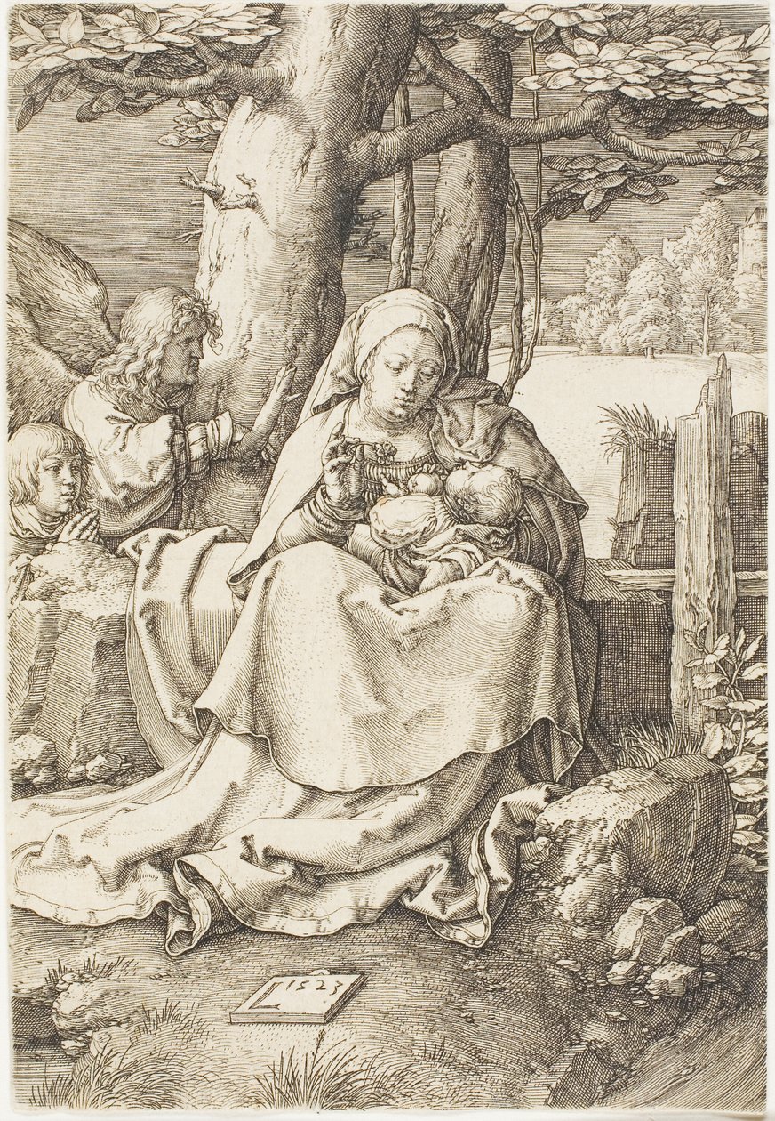 Dziewica z Dzieciątkiem i Dwoma Aniołami autorstwa Lucas van Leyden