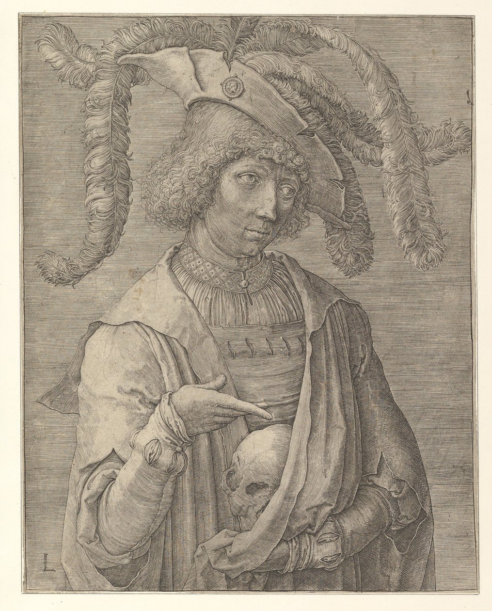 Młody mężczyzna z czaszką autorstwa Lucas van Leyden