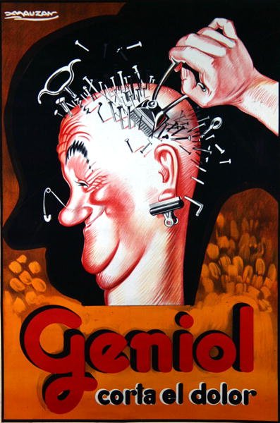 Argentyńska reklama „Geniol, ok. 1920-30 (kolorowa litografia) autorstwa Luciano Achille Mauzan
