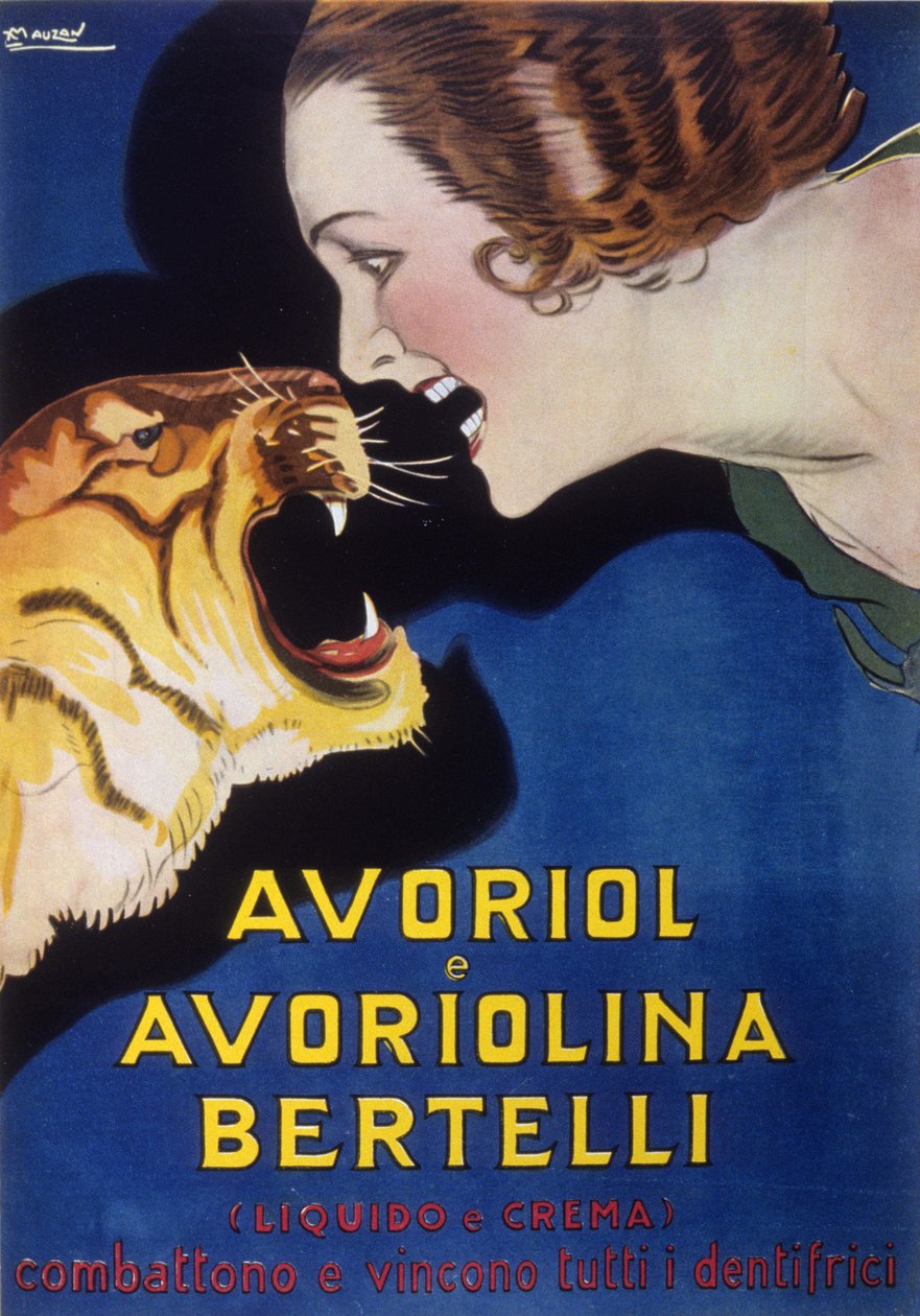 Pasta do zębów Avoriol i Avoriolina Bertelli (reklama 1920 - 1930). Ilustracja autorstwa Lucien Achille Mauzan (1883-1952). autorstwa Luciano Achille Mauzan