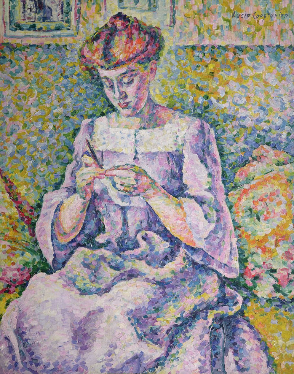 Kobieta szydełkująca, 1908 autorstwa Lucie Cousturier