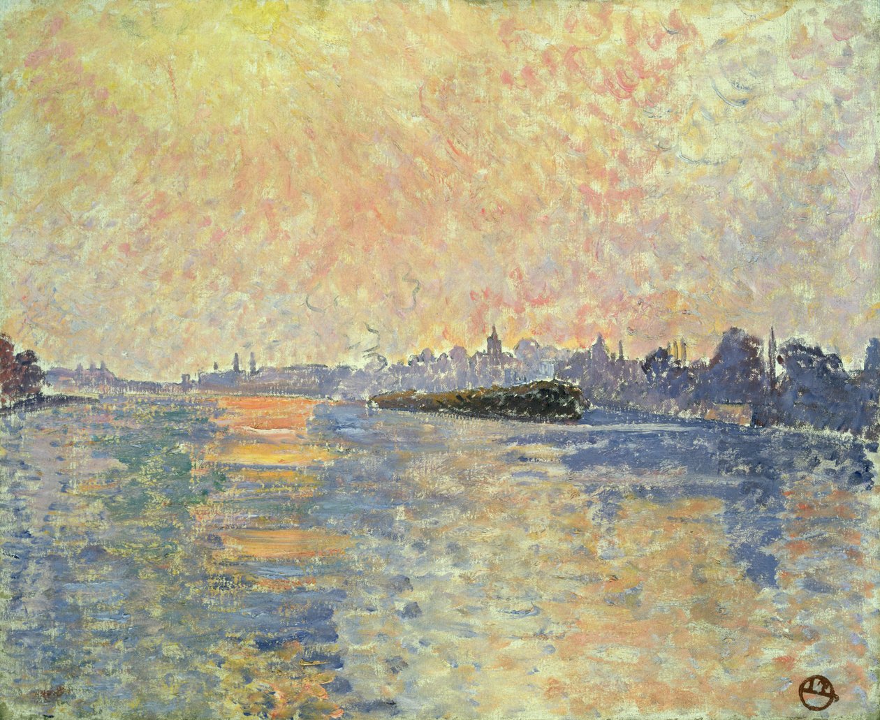 Zachód słońca nad Tamizą w Chiswick autorstwa Lucien Pissarro