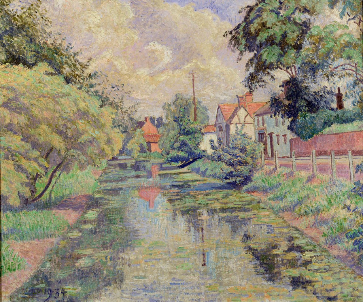 Millstream, Stratford St. Mary, 1934 autorstwa Lucien Pissarro