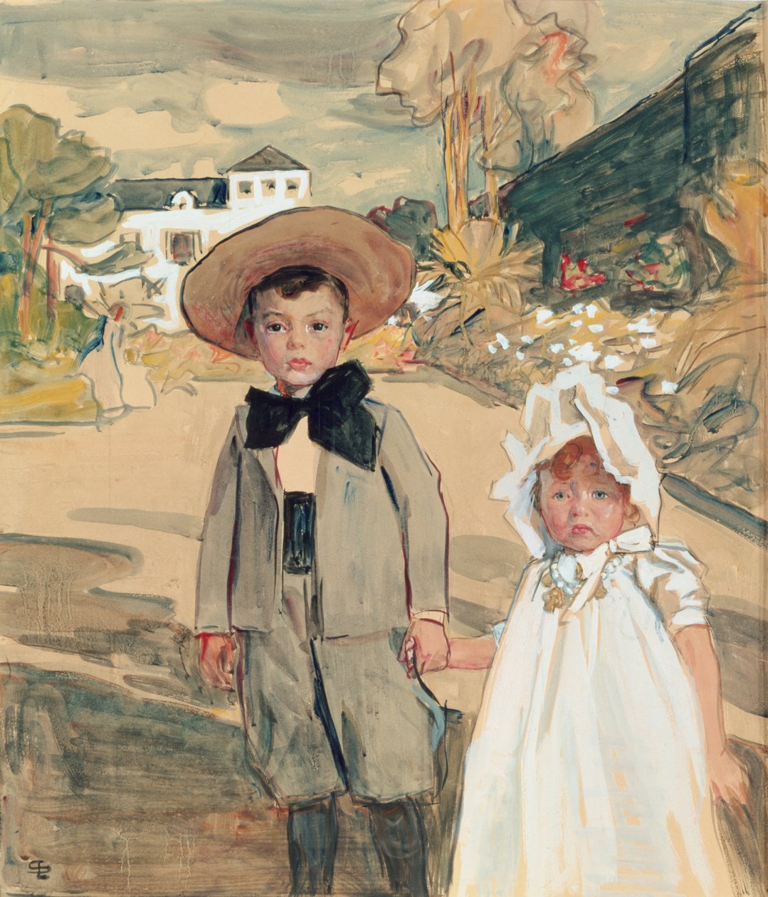 Dzieci artystów, ok. 1895 (pióro i atrament oraz toaleta na papierze) autorstwa Lucien Simon