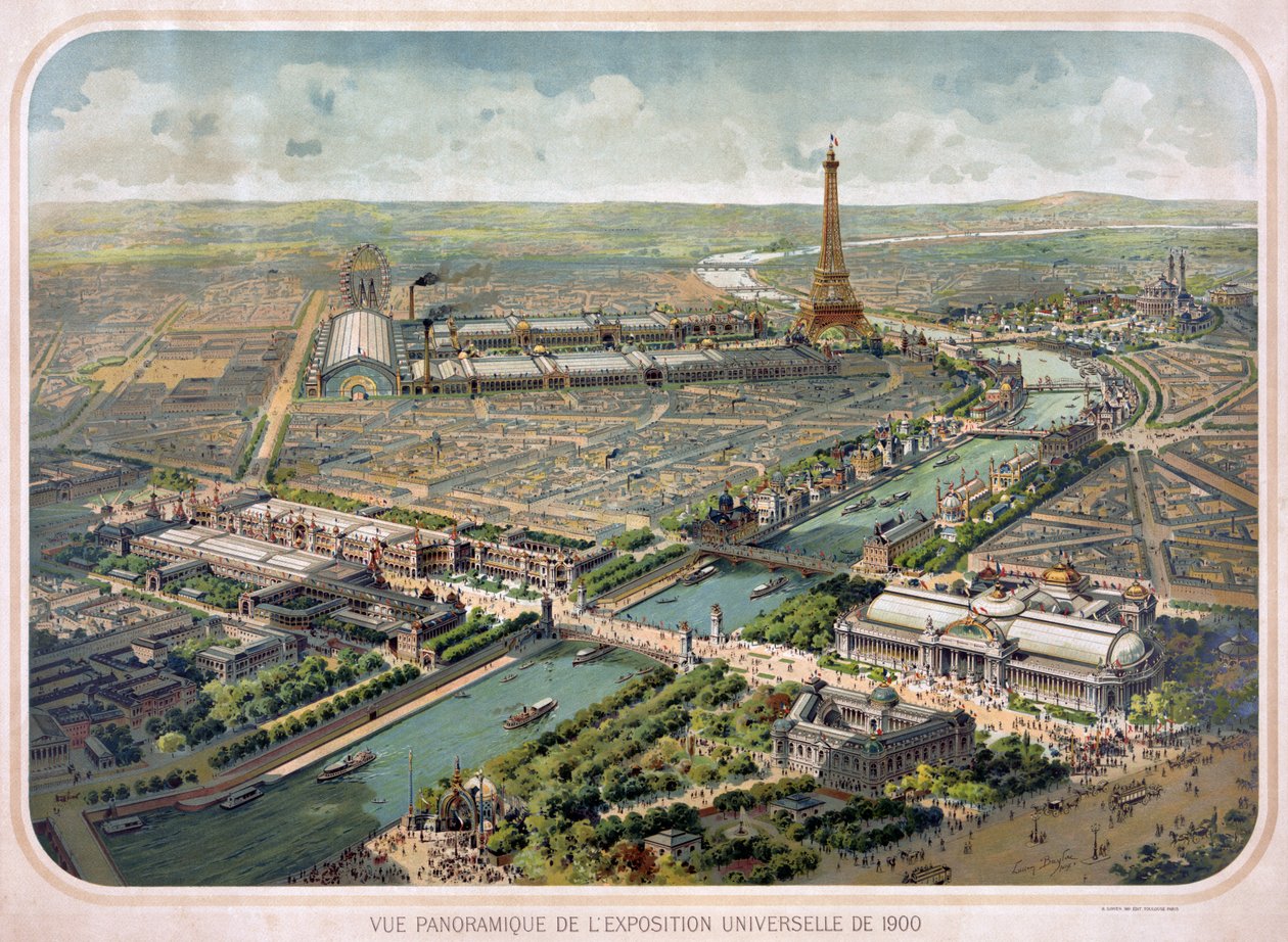 Panoramiczny widok na Wystawę Powszechną w 1900 roku. autorstwa Lucien Baylac