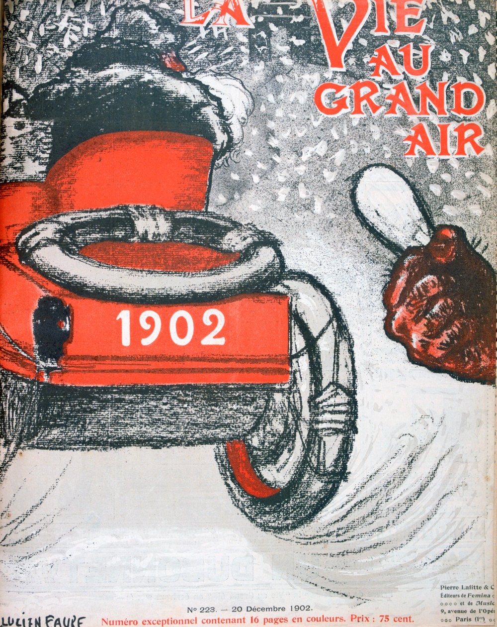 Przednia okładka „La Vie au Grand Air”, 20 grudnia 1902 r autorstwa Lucien Faure