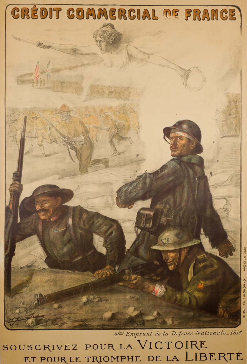 Credit Commercial De France Subskrybuj za zwycięstwo, c.1918 (kolor lito) autorstwa Lucien Hector Jonas