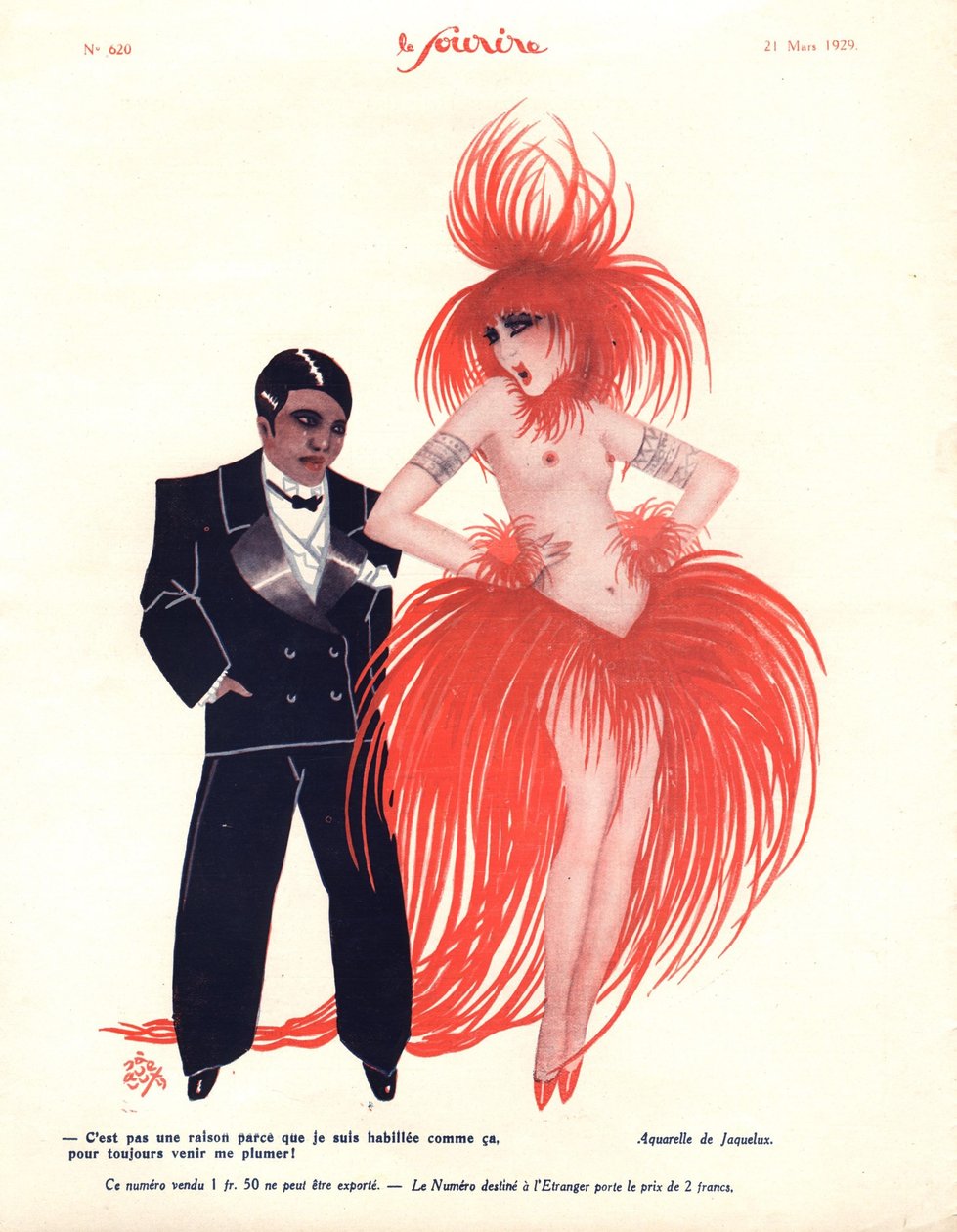 Ilustracja z „Le Sourire”, marzec 1929 (litografia kolorowa) autorstwa Lucien Jaquelux