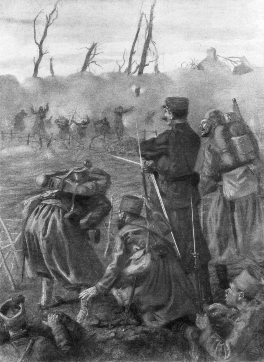 Atak chlorem gazowym, druga bitwa pod Ypres, Belgia, 1915, 1926 autorstwa Lucien Jonas