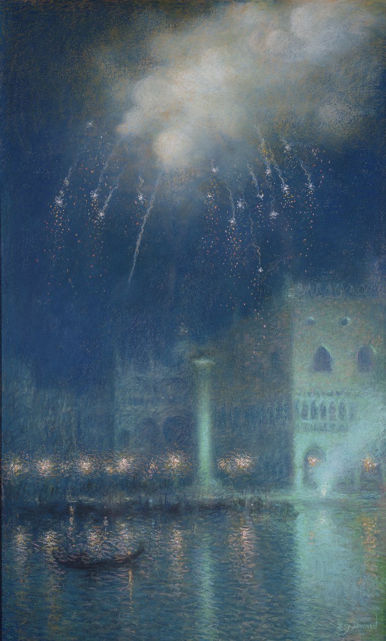 Fajerwerki nad Wenecją (pastel na papierze) autorstwa Lucien Levy Dhurmer