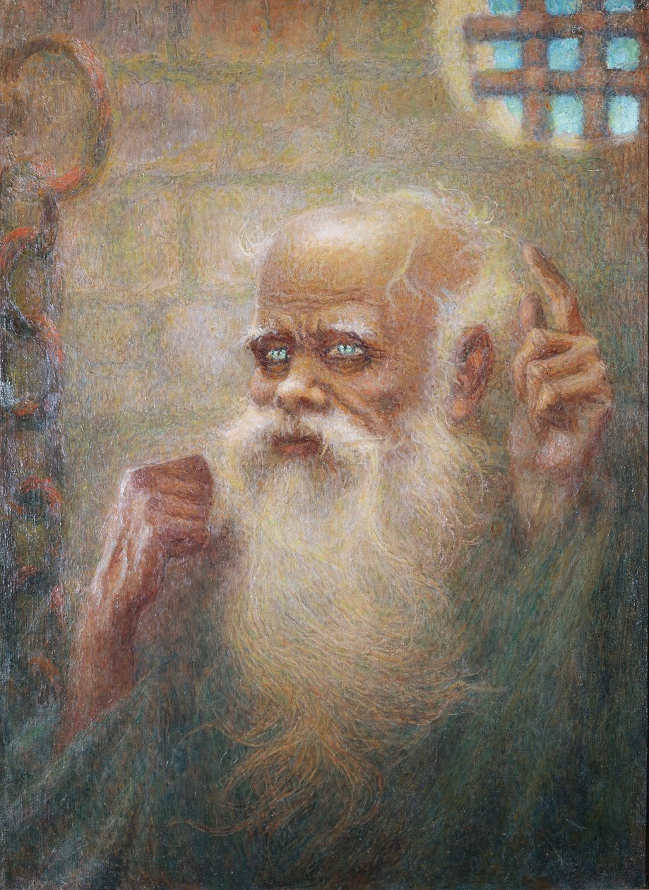 Sokrates (469-399 p.n.e.) w więzieniu (olej na płótnie) autorstwa Lucien Levy Dhurmer