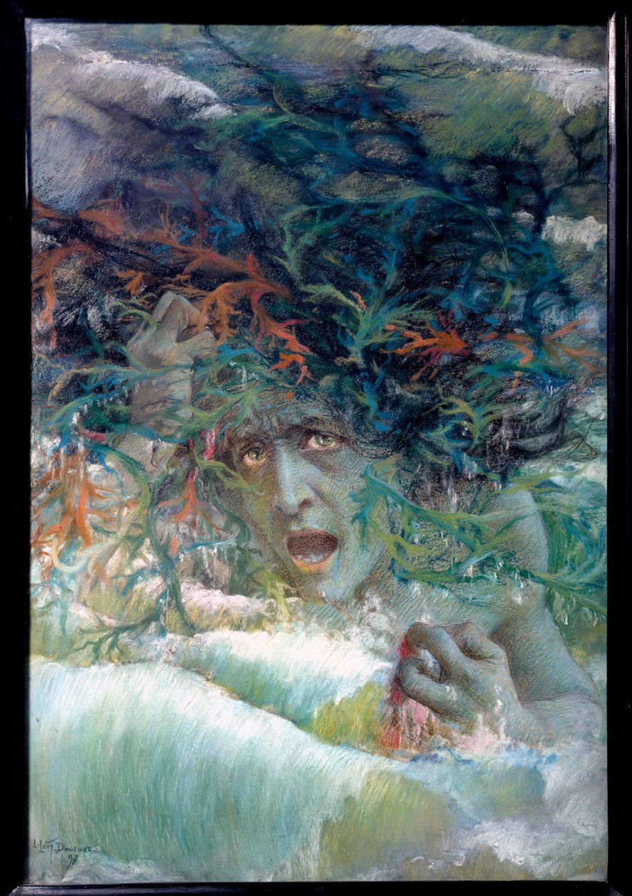 Meduza lub wściekła fala 1897 (pastel i węgiel) autorstwa Lucien Levy Dhurmer
