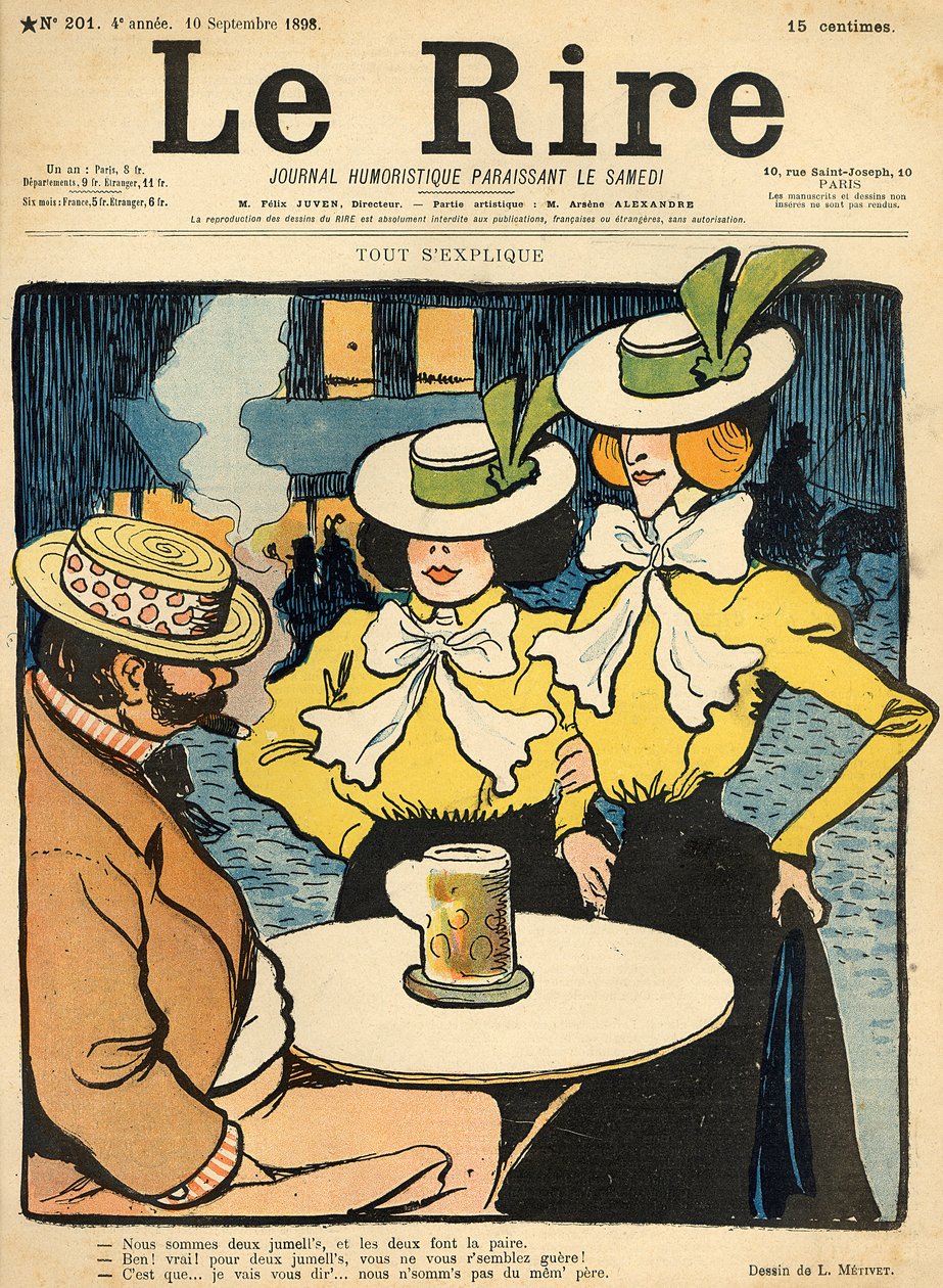 Przyrodnie siostry, z okładki „Le Rire”, 10.09.1898 autorstwa Lucien Metivet
